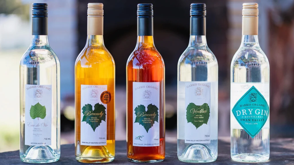 Bottles of Organic Spirits from Harris A range of produts from Harris Organic Spirits, including Everclear, vodka, gin and brandy.