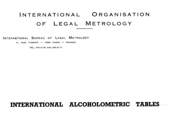 International Alcoholometric tables